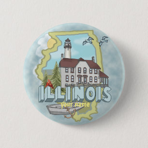 Schaltfläche Illinois Lighthouse Button