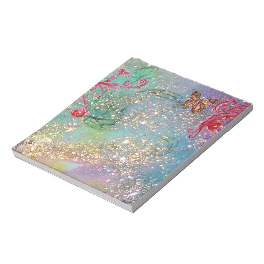 SCHALTFLÄCHE IN BLAUEN GRÜNEN GLITZERN NOTIZBLOCK (Rotiert)