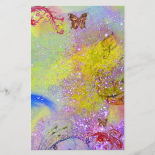 SCHALTFLÄCHE IN GLITZERN 2, lila-blau-gelb Briefpapier