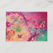 SCHALTFLÄCHE IN GLITZERN, PINK, MONOGRAMM FÜR LILA VISITENKARTE (Rückseite)