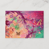 SCHALTFLÄCHE IN GLITZERN, PINK, MONOGRAMM FÜR LILA VISITENKARTE (Rückseite)