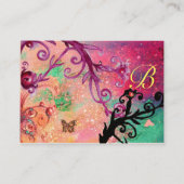 SCHALTFLÄCHE IN GLITZERN, PINK, SCHWARZE WIRBEL MO VISITENKARTE (Rückseite)