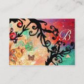 SCHALTFLÄCHE IN GLITZERN, PINK, SCHWARZE WIRBEL MO VISITENKARTE (Rückseite)