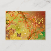 SCHALTFLÄCHE IN GLITZERN, ROT GELBE WIRBEL MONOGRA VISITENKARTE (Rückseite)