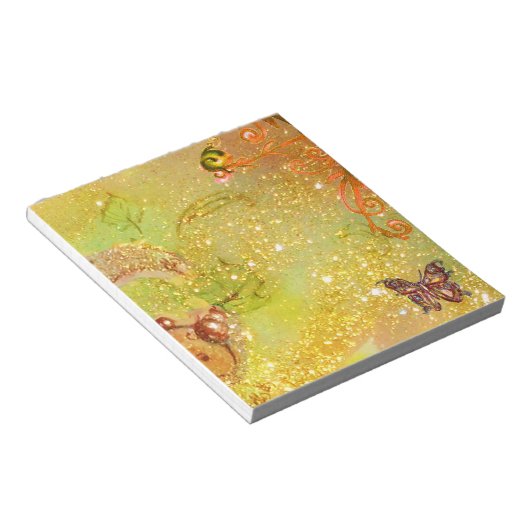 SCHALTFLÄCHE IN GOLD GELBEN GLITZERN NOTIZBLOCK (angewinkelt)