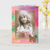 SCHALTFLÄCHE IN GOLD-GLITZERN-Fotovorlage Karte (Gelbe Blume)