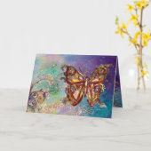 SCHALTFLÄCHE IN GOLDEN GLITZERN, blaugrüne Aquamar Karte (Gelbe Blume)