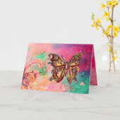 SCHALTFLÄCHE IN GOLDEN GLITZERN, rosa grün Aquamar Karte (Gelbe Blume)