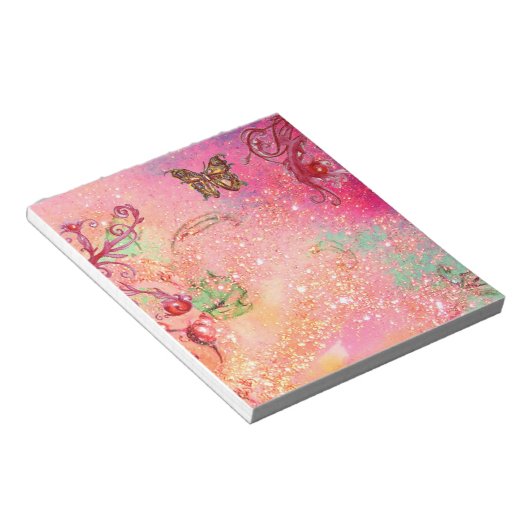 SCHALTFLÄCHE IN PINK FUCHSIA-GLITZERN NOTIZBLOCK (angewinkelt)