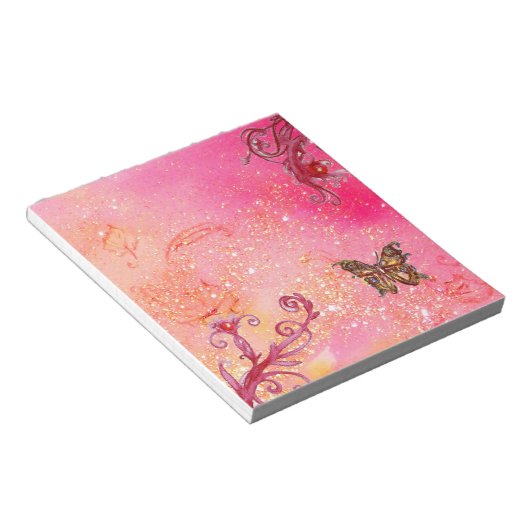 SCHALTFLÄCHE IN PINK FUCHSIA-GLITZERN NOTIZBLOCK (angewinkelt)