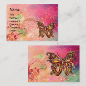 SCHALTFLÄCHE IN PINK FUCHSIA GOLD GLITZERN VISITENKARTE (Vorne/Hinten)