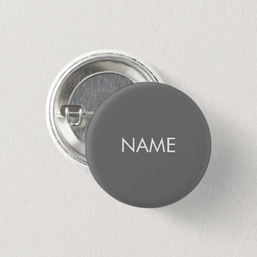 Schaltfläche individuelle Name-Text grau-weiß-mini Button (Vorne & Hinten)