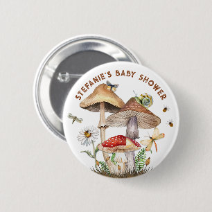 Schaltfläche Insect & Mushroom-Babydusche   Whimsi Button