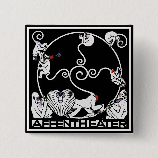 Schaltfläche: Jugendstil - Affentheater Button (Vorderseite)