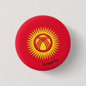 Schaltfläche Kirgisistan, patriotische Flagge Kirg Button (Vorderseite)