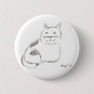 Schaltfläche "Kitty Sketch" - Round Button