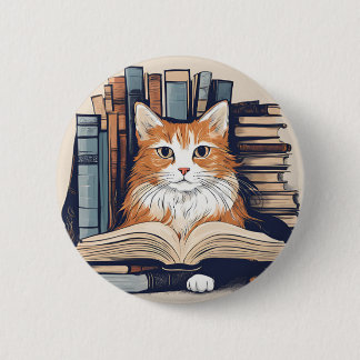 Schaltfläche "Kitty with Books" Button