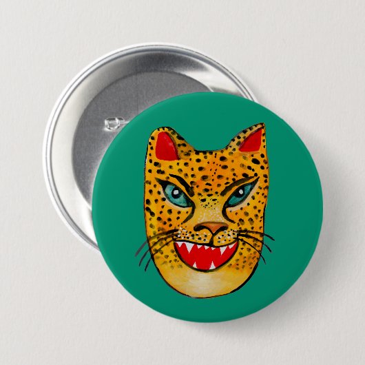 Schaltfläche "Laughing Jaguar Watercolor" Button (Vorne & Hinten)