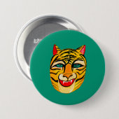 Schaltfläche "Laughing Tiger Watercolor" Button (Vorne & Hinten)