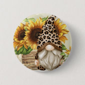 Schaltfläche Leopard Gnome Sunflowers Button (Vorderseite)