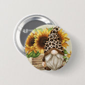Schaltfläche Leopard Gnome Sunflowers Button (Vorne & Hinten)