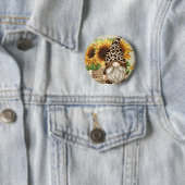 Schaltfläche Leopard Gnome Sunflowers Button (Beispiel)