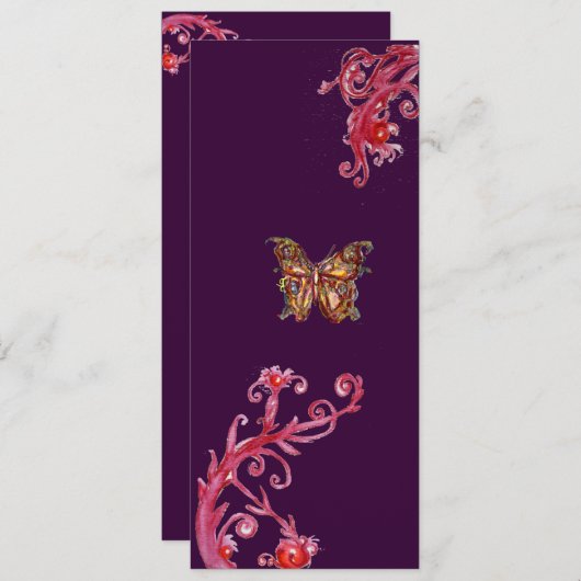 SCHALTFLÄCHE, leuchtend rot lila Einladung (Vorne/Hinten)