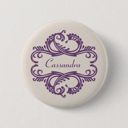 Schaltfläche "lila Chic Damask" Button (Vorderseite)