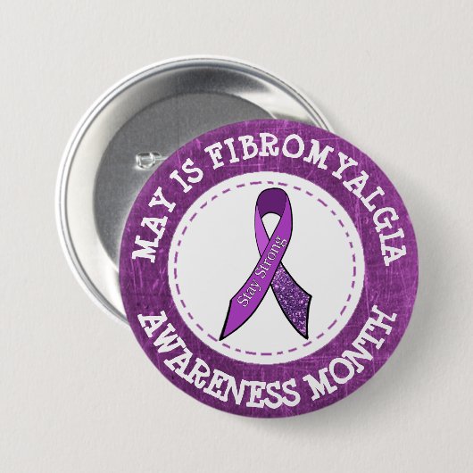 Schaltfläche "lila Fibromyalgie-Aufklärung Monat" Button (Vorne & Hinten)