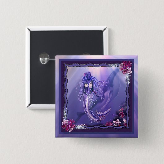 Schaltfläche "lila Ocean Mermaid" Button (Vorne & Hinten)