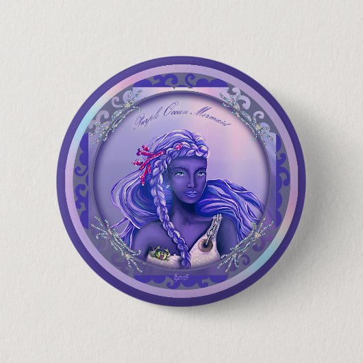 Schaltfläche "lila Ocean Mermaid" Button (Vorderseite)