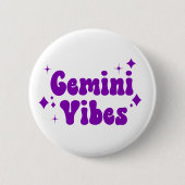Schaltfläche "Lila Sterne" von Gemini Vibes Zodiac Button (Vorderseite)