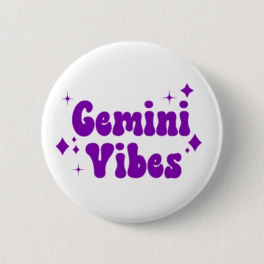 Schaltfläche "Lila Sterne" von Gemini Vibes Zodiac Button (Vorderseite)