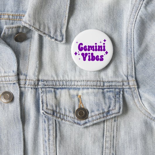 Schaltfläche "Lila Sterne" von Gemini Vibes Zodiac Button (Beispiel)