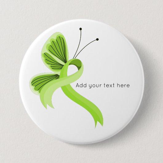 Schaltfläche "Lime Green Awareness Ribbon Butterfl Button (Vorderseite)