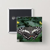 Schaltfläche "Limoner Schmetterling und Blume" Button (Vorne & Hinten)