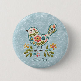 Schaltfläche "Little Bird Floral Green" für Blätte Button