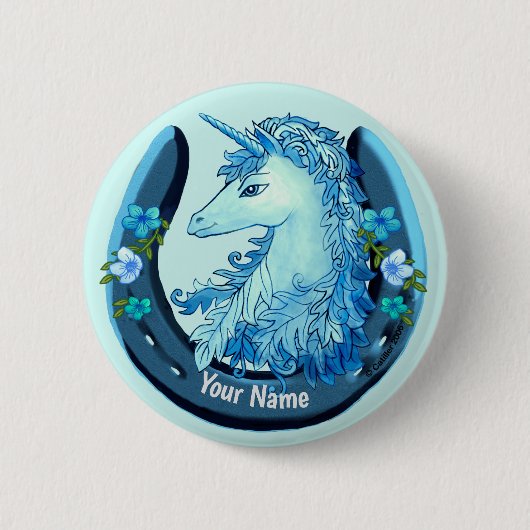 Schaltfläche "Lucky Blue Unicorn" für das Button (Vorderseite)