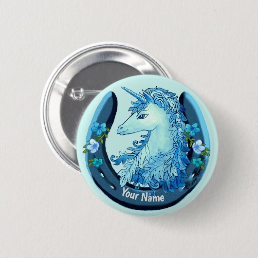 Schaltfläche "Lucky Blue Unicorn" für das Button (Vorne & Hinten)