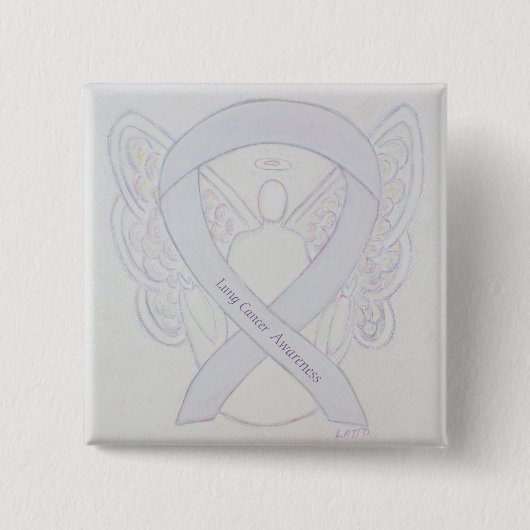 Schaltfläche "Lungenkrebs-Bewusstsein" Angel Pearl Button (Vorderseite)