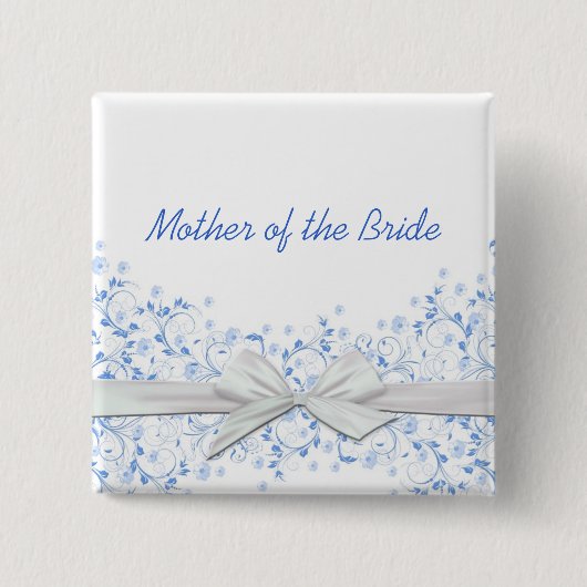 Schaltfläche "Luxus Blue Floral Wirbel" Button (Vorderseite)