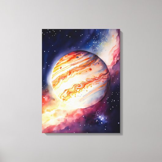 Schaltfläche "Majestic Watercolor Jupiter Art" Leinwanddruck (Vorderseite)