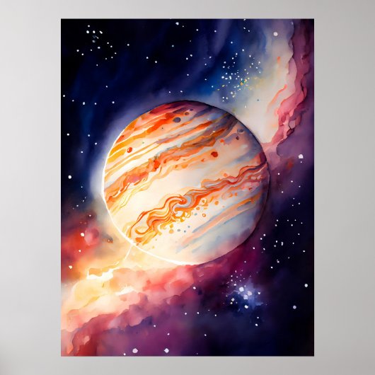 Schaltfläche "Majestic Watercolor Jupiter Art" Poster (Vorne)