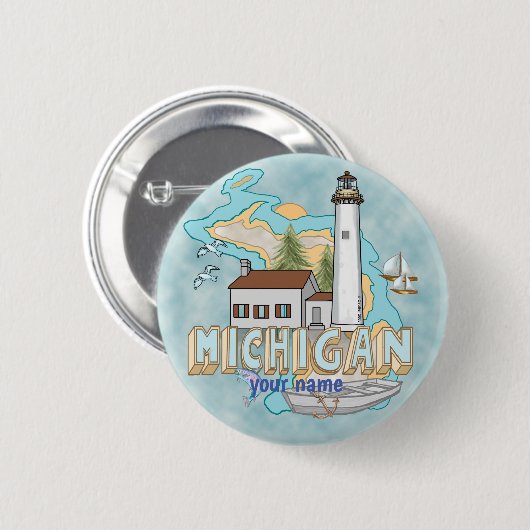 Schaltfläche Michigan Lighthouse Button (Vorne & Hinten)