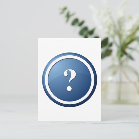 Schaltfläche mit blauem Fragezeichen Postkarte (Stehend Vorderseite)
