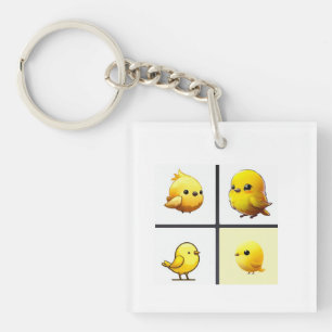 Schaltfläche mit Design kleiner niedlicher Gelbvög Schlüsselanhänger