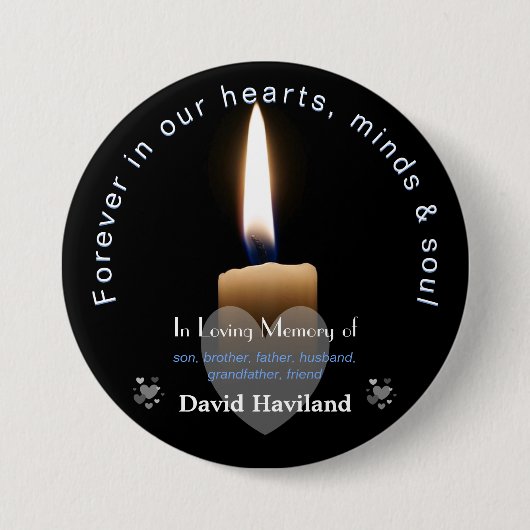 Schaltfläche mit Lit Candle als Memorial HAMbyWG Button (Vorderseite)