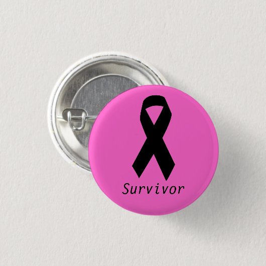 Schaltfläche mit rosa und schwarzer Schleife Button (Vorne & Hinten)