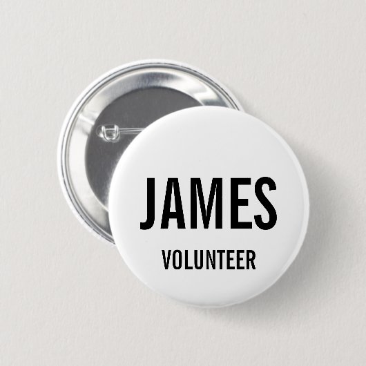 Schaltfläche "Modern White Volunteer Name" Button (Vorne & Hinten)