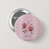 Schaltfläche Moderne rosa Blume Button (Vorne & Hinten)